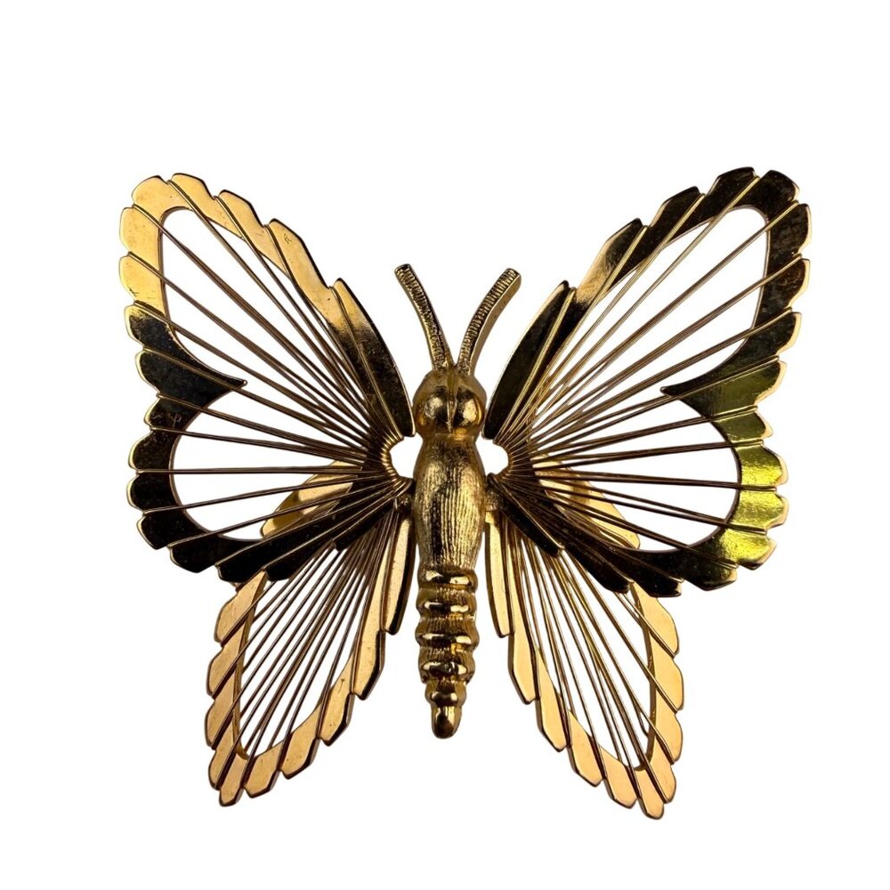Monet Womens Gold Tone Metal Butterfly Brooch Vintage Jewelry - Picture 1 of 4